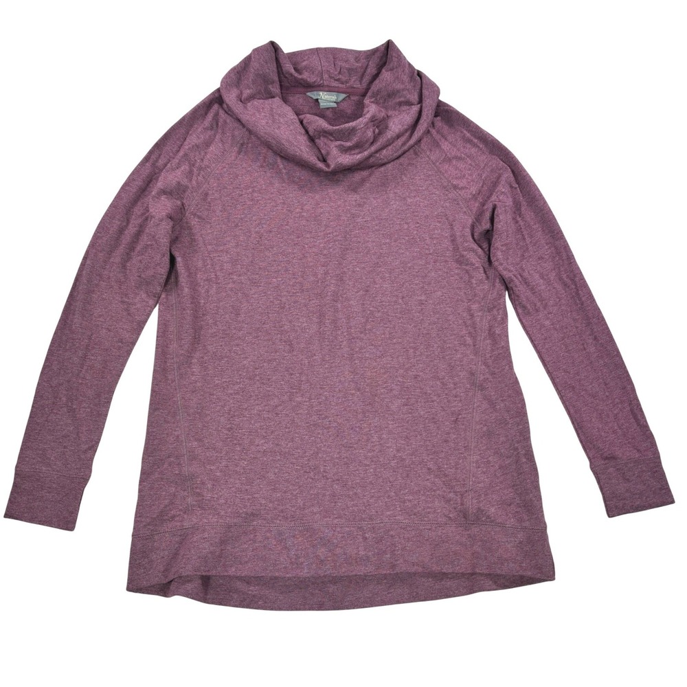 Natural Reflections Women Med Oversized Cozy Cowl Neck Pullover Top Heather Plum